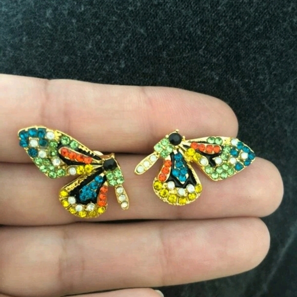 Jewelry - 💖 Rhinestone colorful butterfly stud earrings